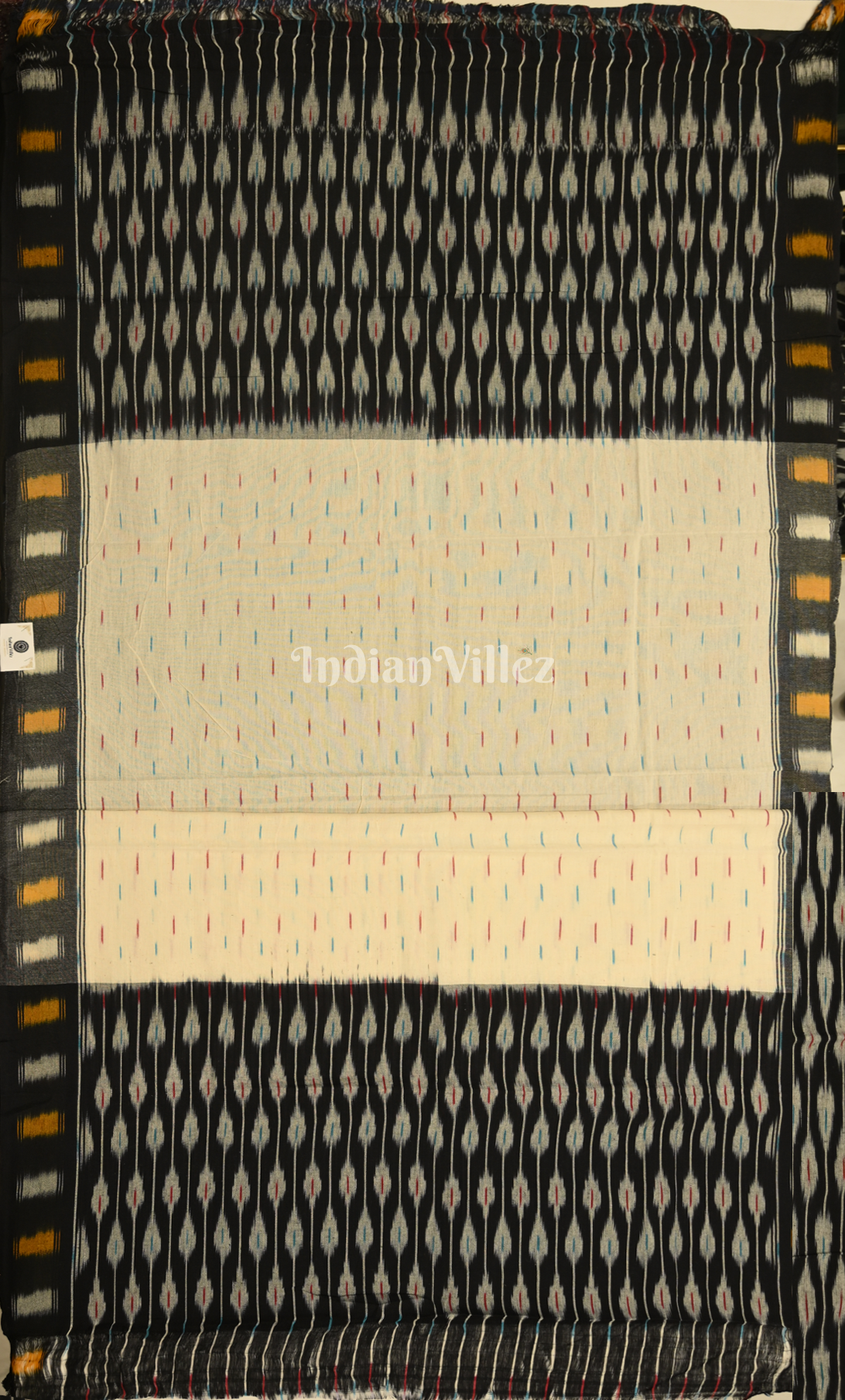 Black White Pochampally Ikat Cotton Unstitched Suit Sets