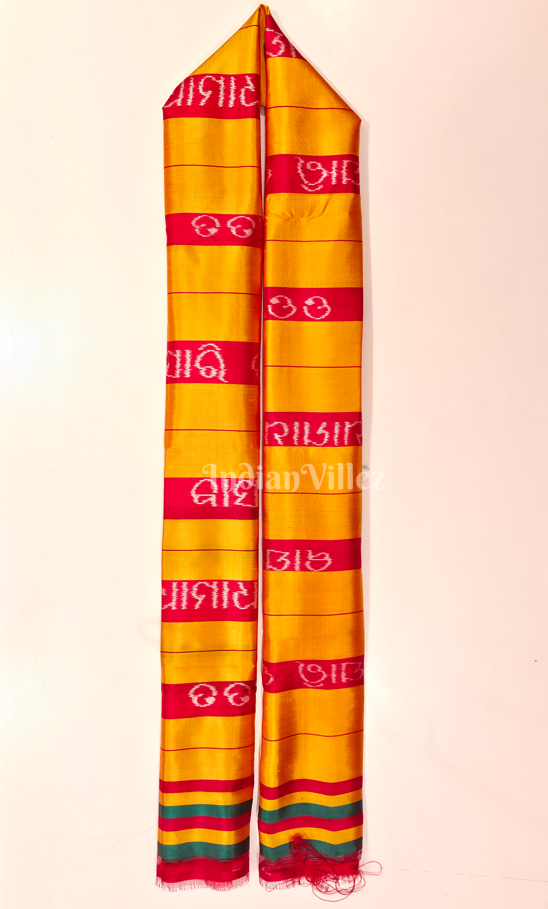Yellow Red Gita Govinda Odisha Handloom Dupatta 