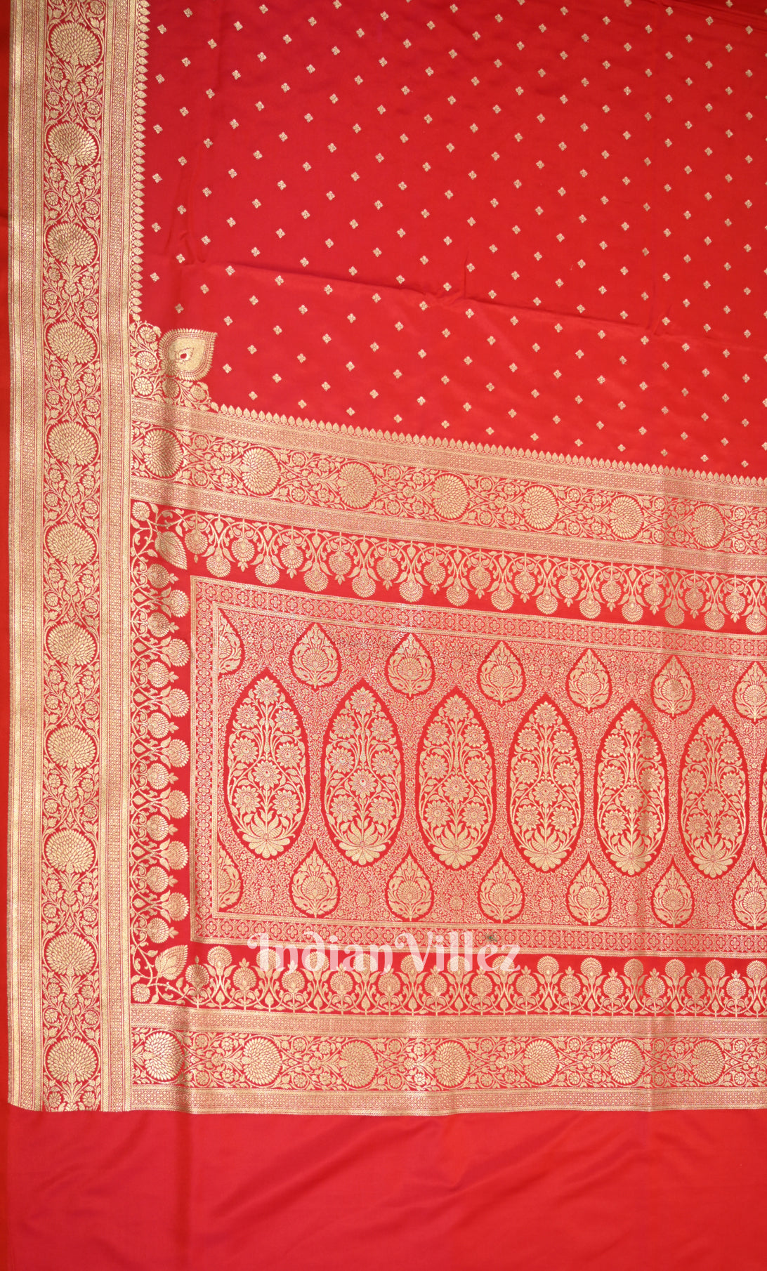 Red Butta Pure Mashru Satin Silk Banarasi Saree 