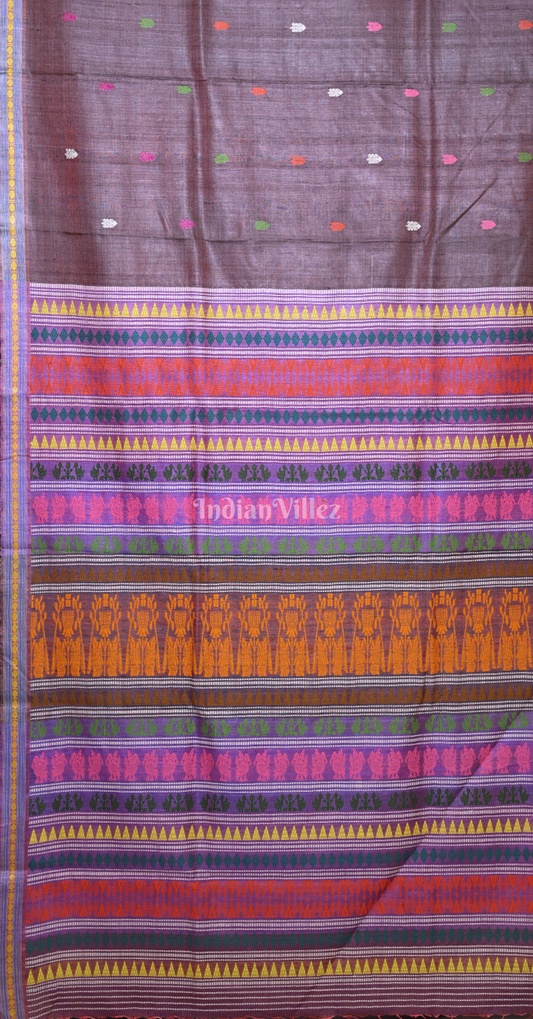 Plum Purple Ramachandrapedi Gopalpur Tussar Silk Saree