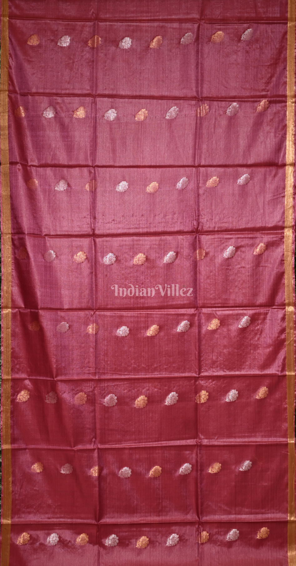 Onion Pink Pure South Tussar Silk Saree