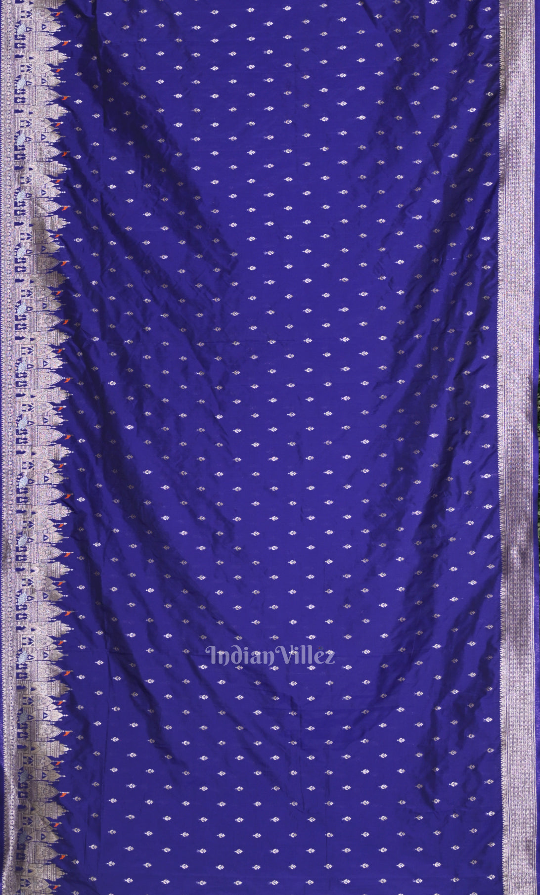 Royal Blue Buta Handwoven Banarasi Katan Silk Saree with Kashi Ghat Weaves