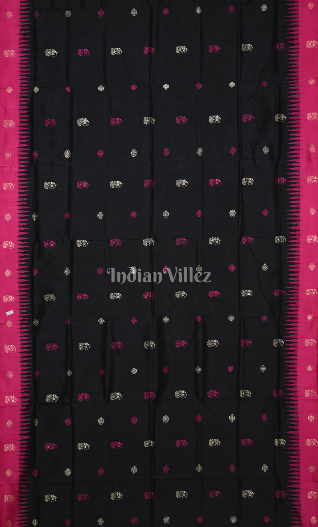 Black Pink Odisha Ikat Bomkai Sambalpuri Silk Saree 