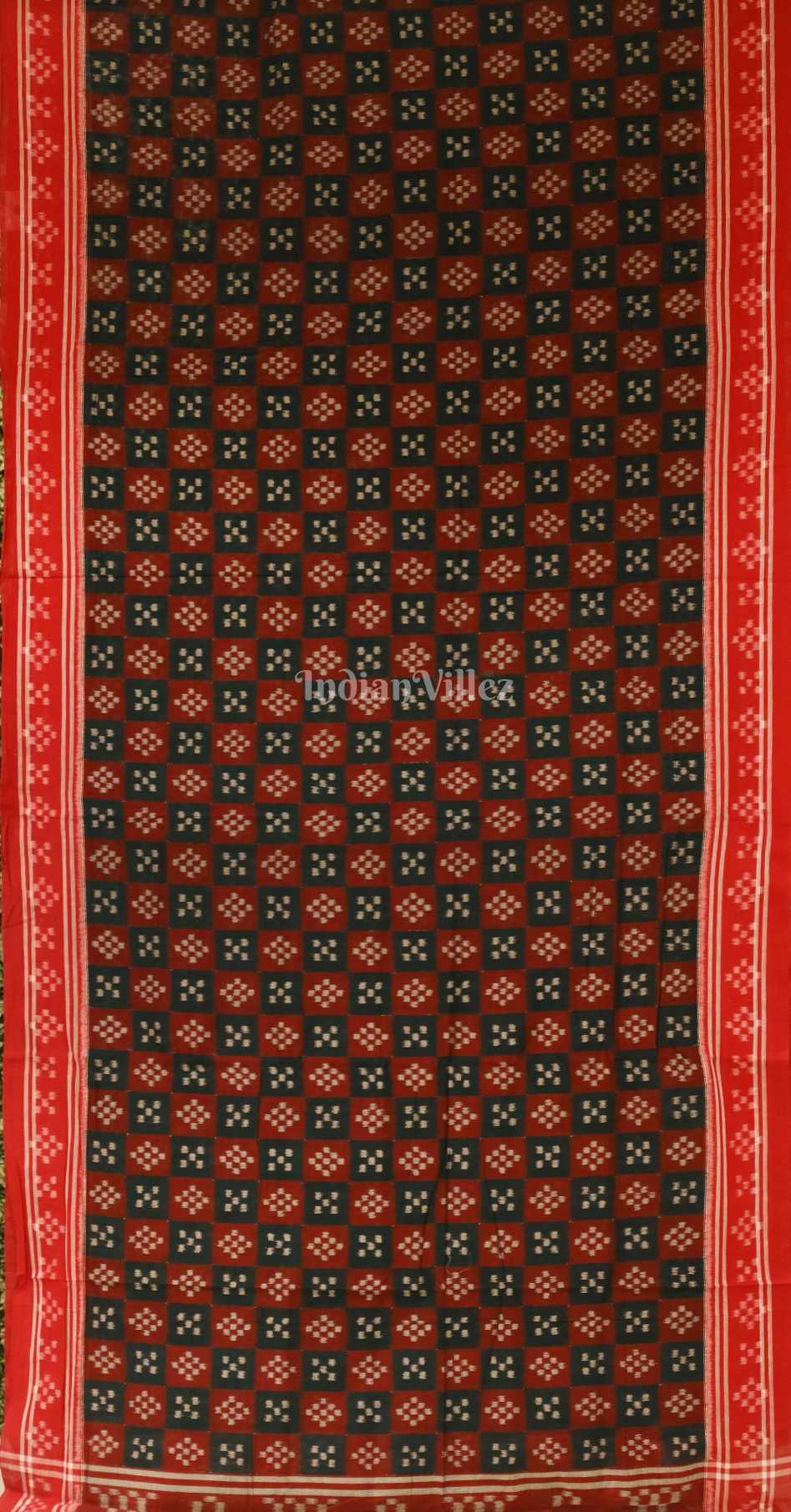 Maroon Black Mini pasapali Odisha Handloom Sambalpuri Ikat Cotton Saree