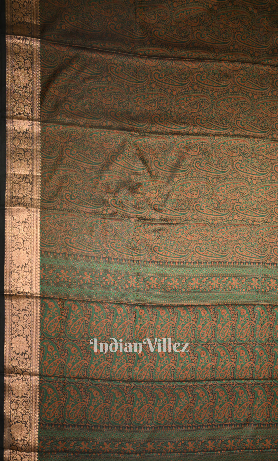 Moss Green Dual Tone Tanchoi Silk Banrasi Saree 