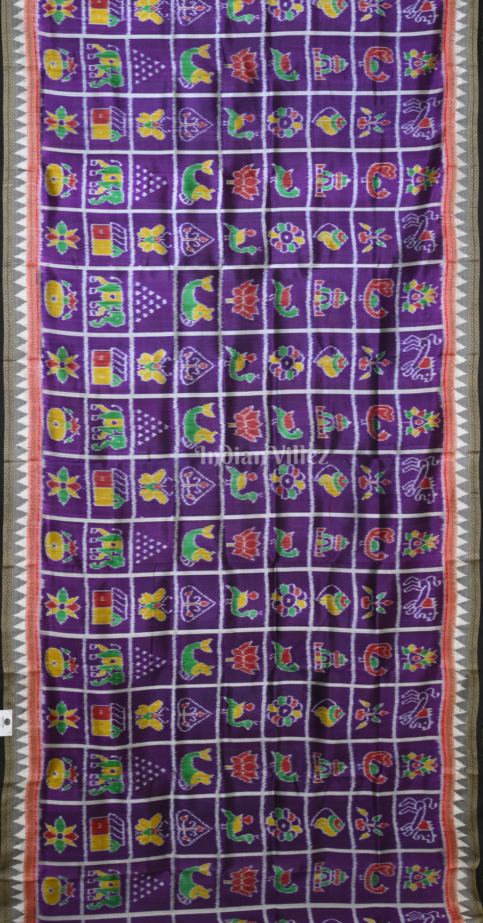 Purple Black Nabakothi Odisha Ikat Khandua Silk Saree 