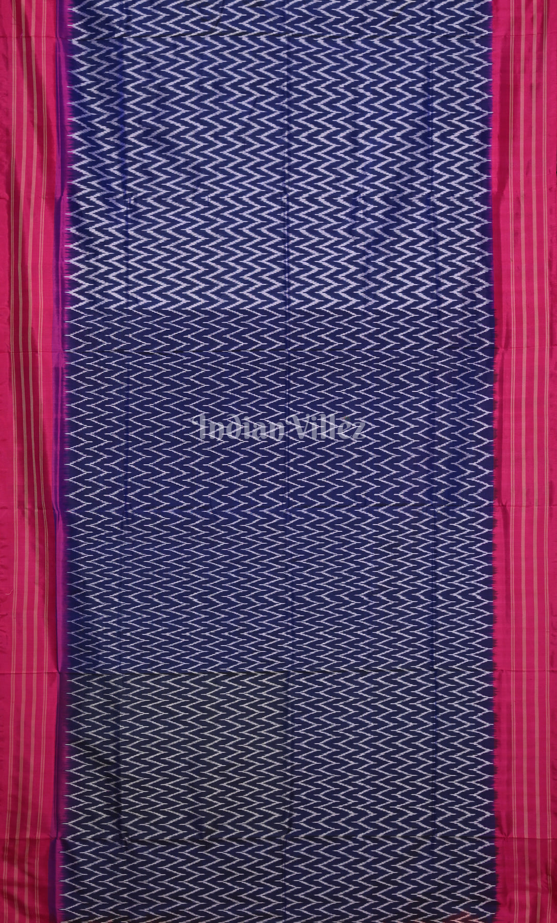 Navy Blue Rani Pink Pochampally Ikat Silk Saree
