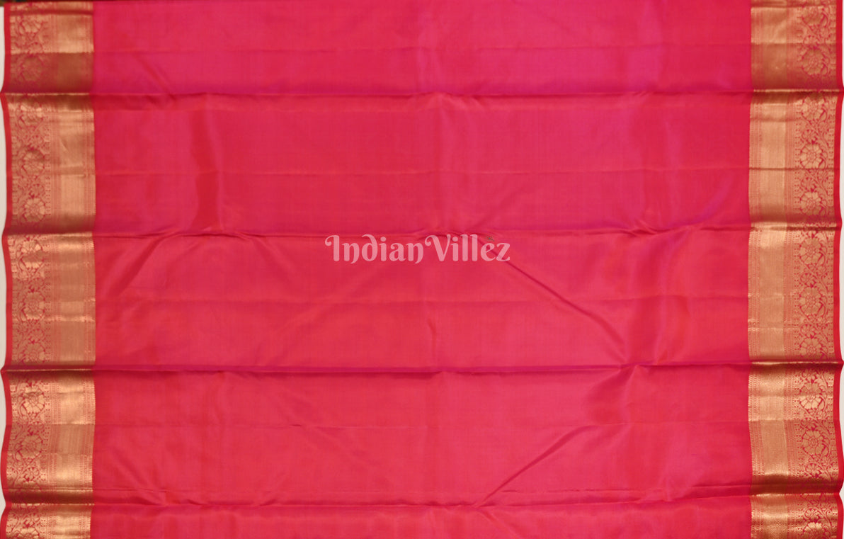 Red with Pink Dual Tone Brocade Pure Kanjivaram Silk Saree 