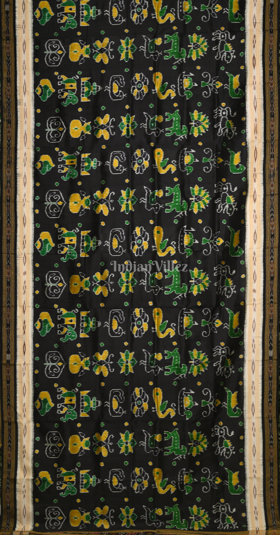 Black Nabarangi Nabakothi Odisha Ikat Khandua Silk Saree 