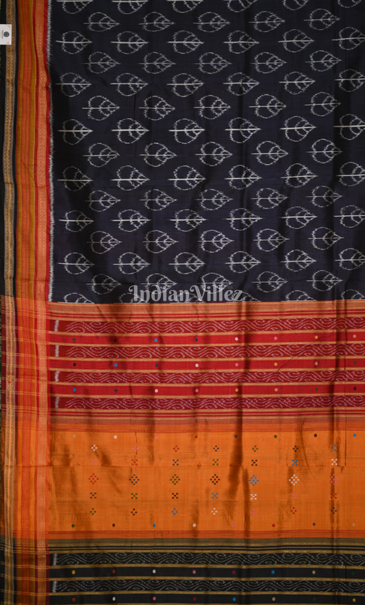 Black with Multi colour Kathiphera Odisha Ikat Khandua Silk Saree 