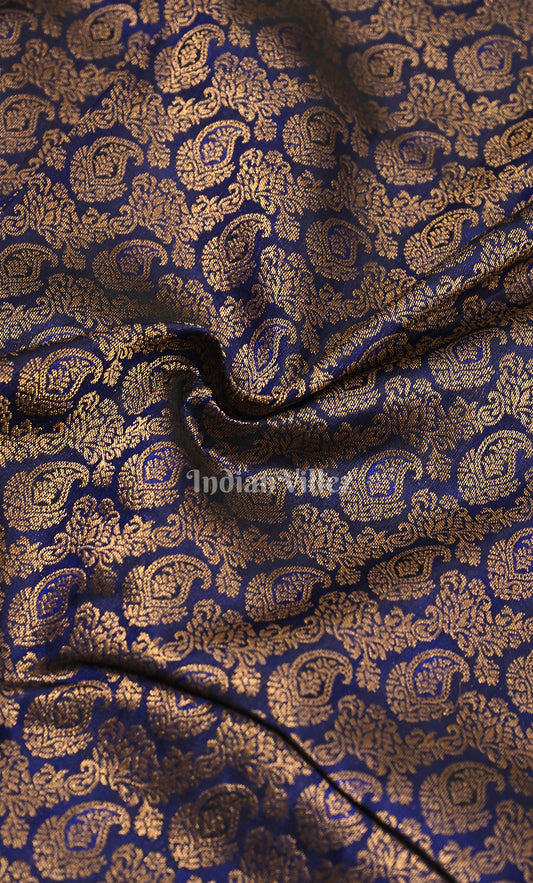 Blue Floral Brocade Pure Kanjivaram Silk Saree 