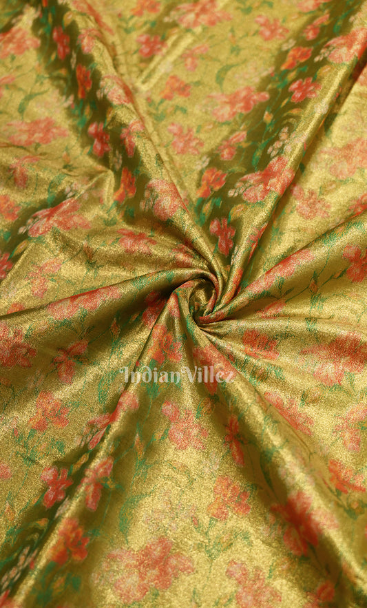 Mehendi Green Digital Print Kanjivaram Silk Saree