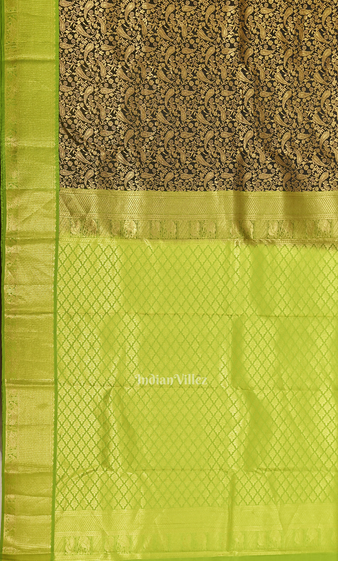 Bottle Green Pure Brocade Kanjivaram Silk Saree