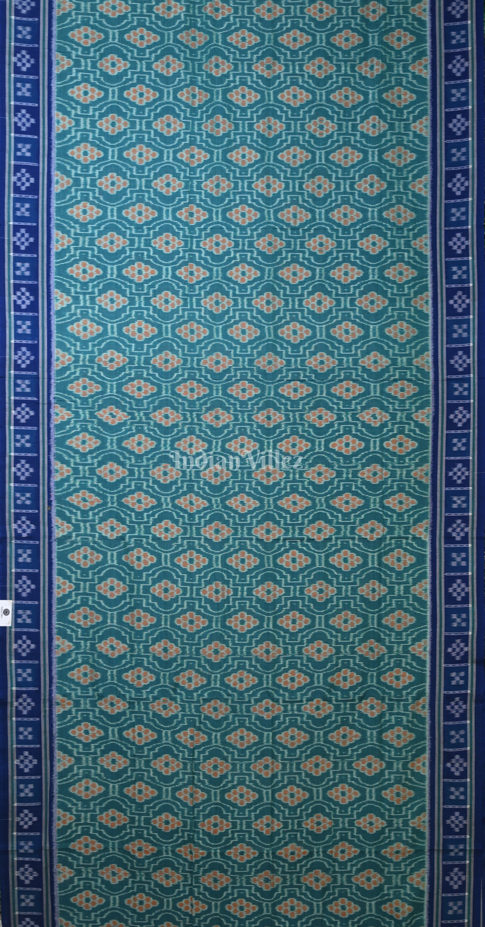 Blue Floral Motif Odisha Ikat Sambalpuri Cotton Saree with Pasapali Border