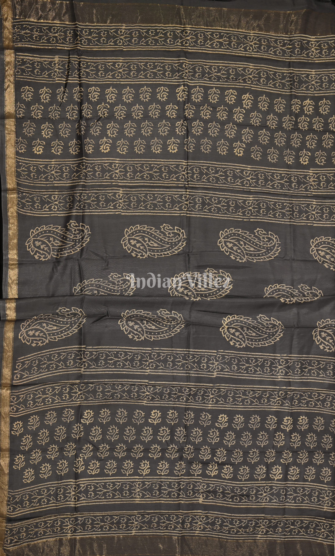Grey Block Printed Cotton Suit Sets