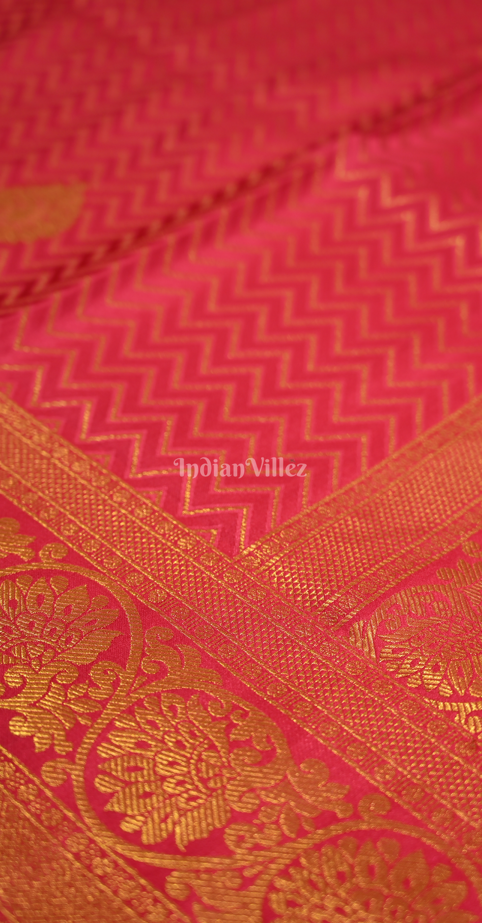 Rani Pink Pure Satin Kanjivaram Silk Saree with Brocade Work