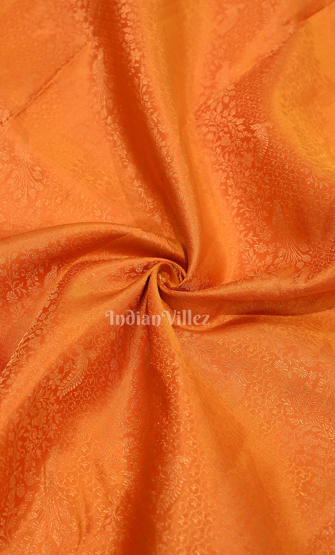 Orange Rani Pink Floral Brocade Pure Kanjivaram Silk Saree 