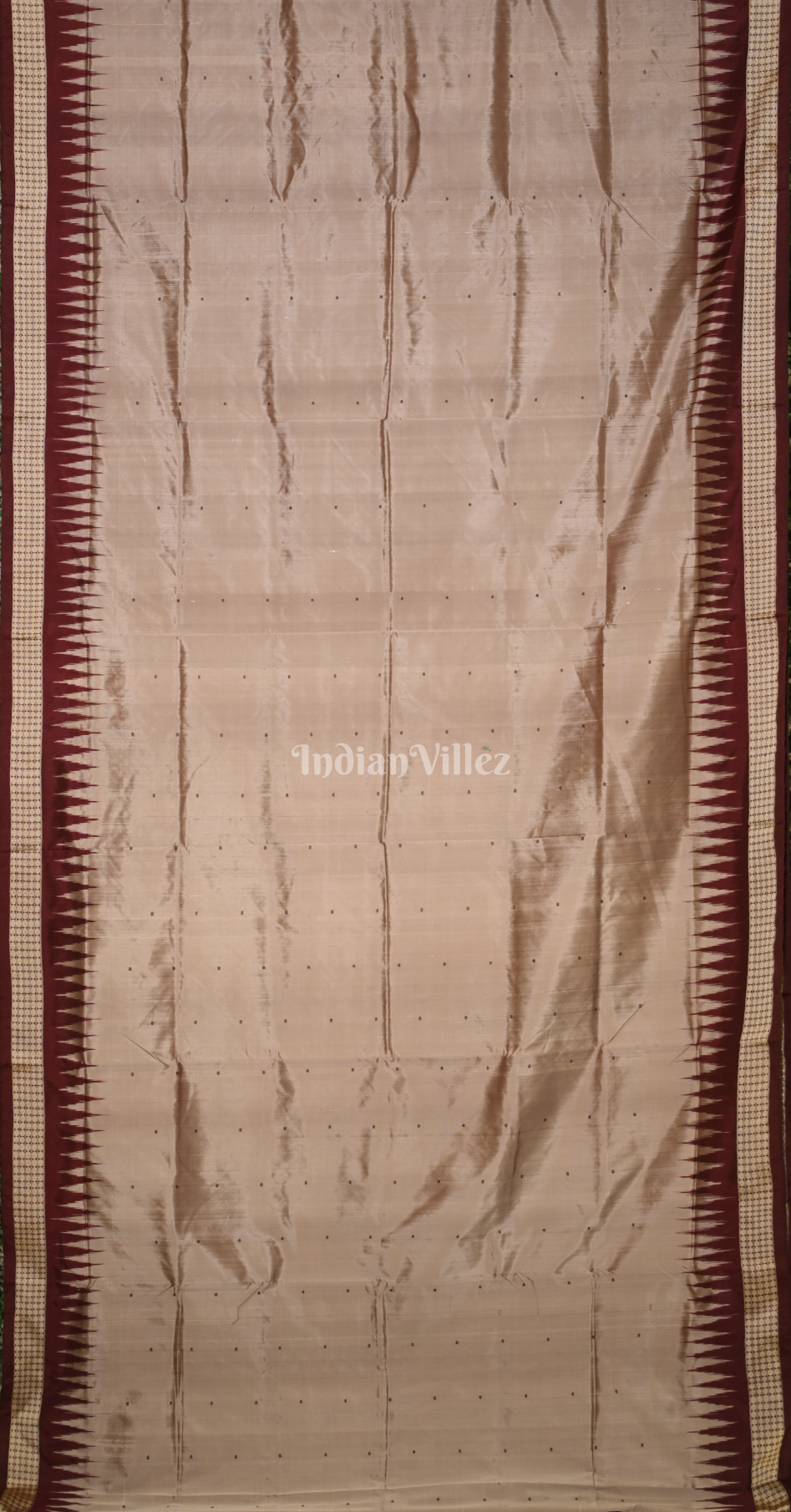 Beige Coffee Buti Design Odisha Ikat Bomkai Silk Saree 