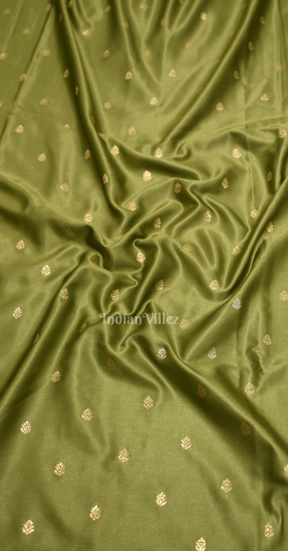 Lime Green Satin Silk Banarasi Saree with Brocade Blouse Piece