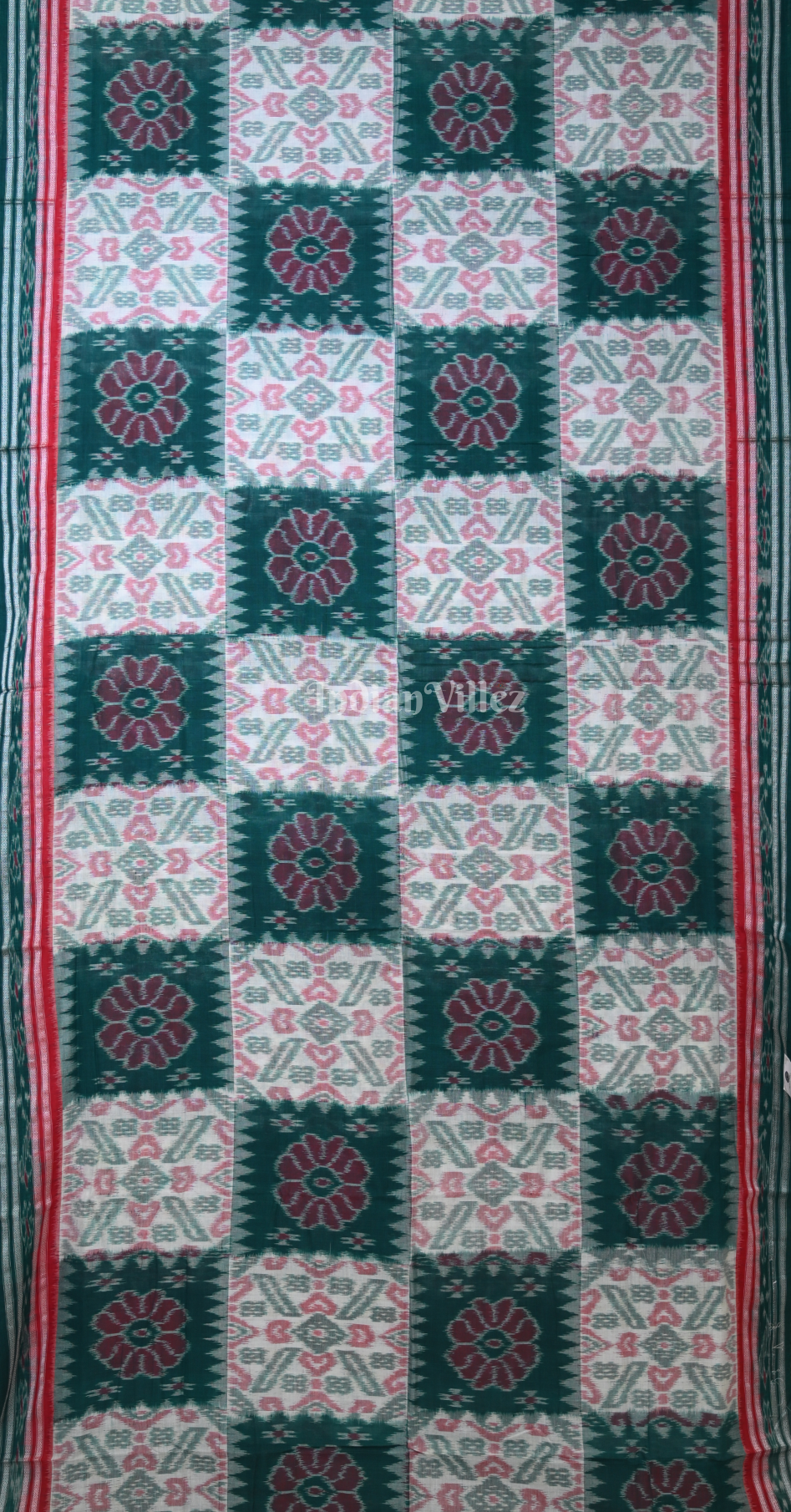  Green Grey Computer Theme Odisha Ikat Sambalpuri Cotton Saree 