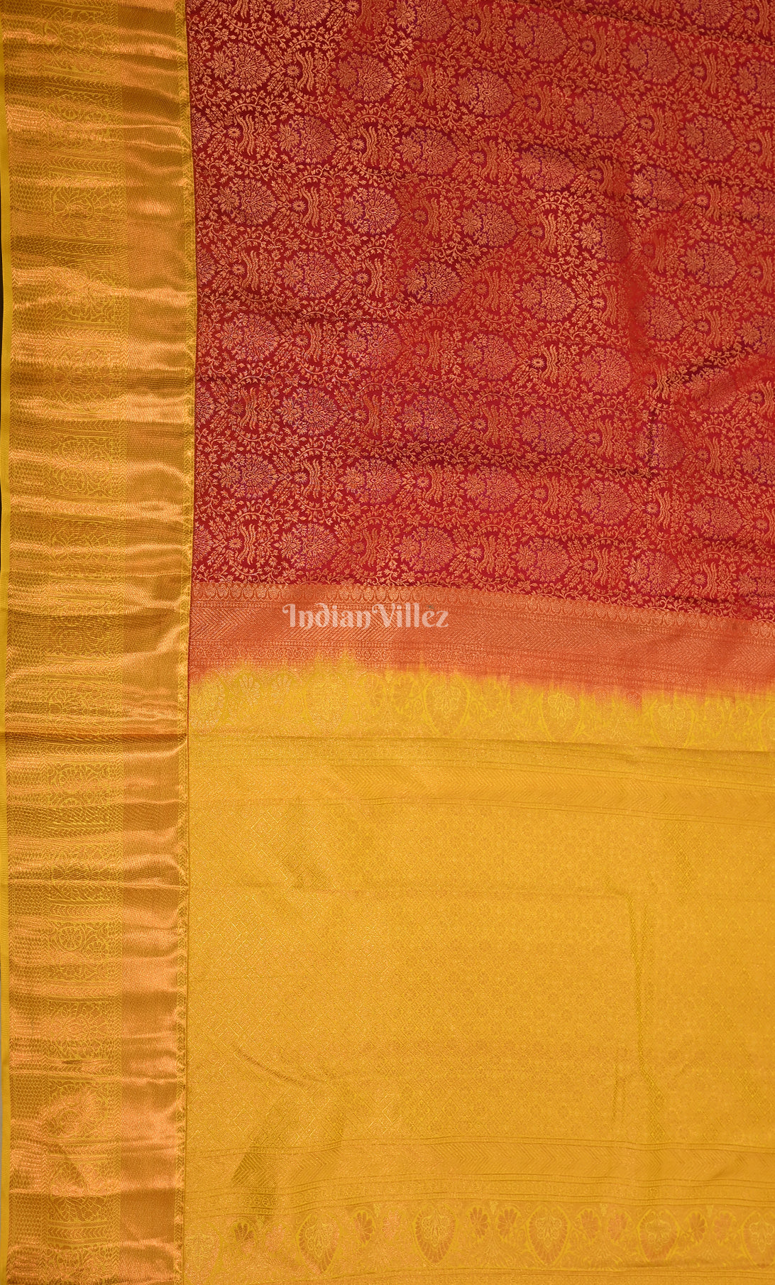 Blooming Red Floral Pure Brocade Kanjivaram Silk Saree 