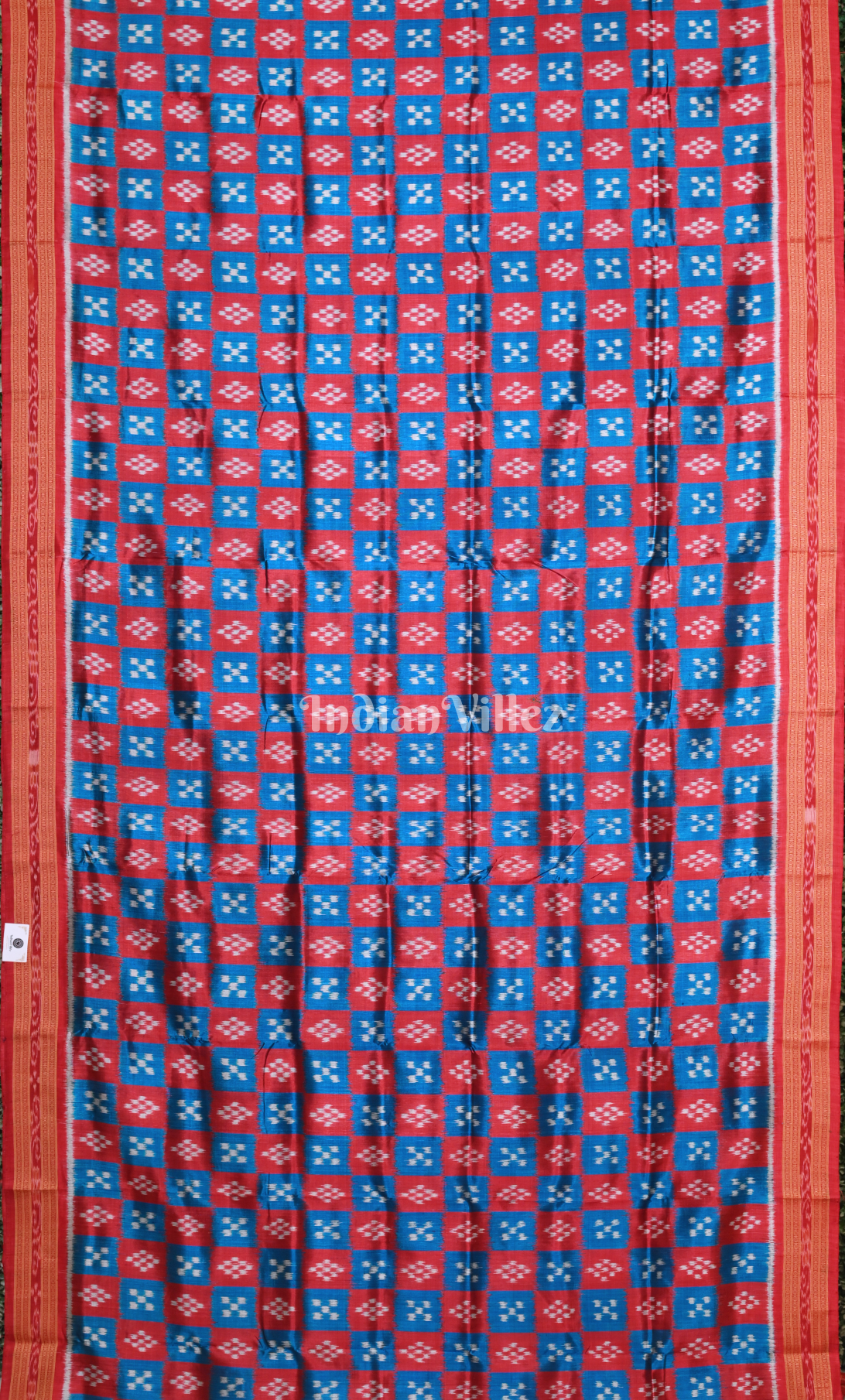 Blue Red Pasapali Odisha Ikat Khandua Silk Saree