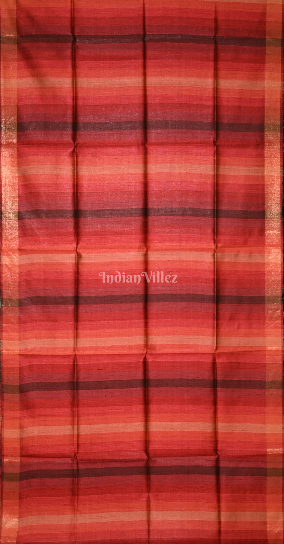 Red Golden Pure Tussar Silk Saree