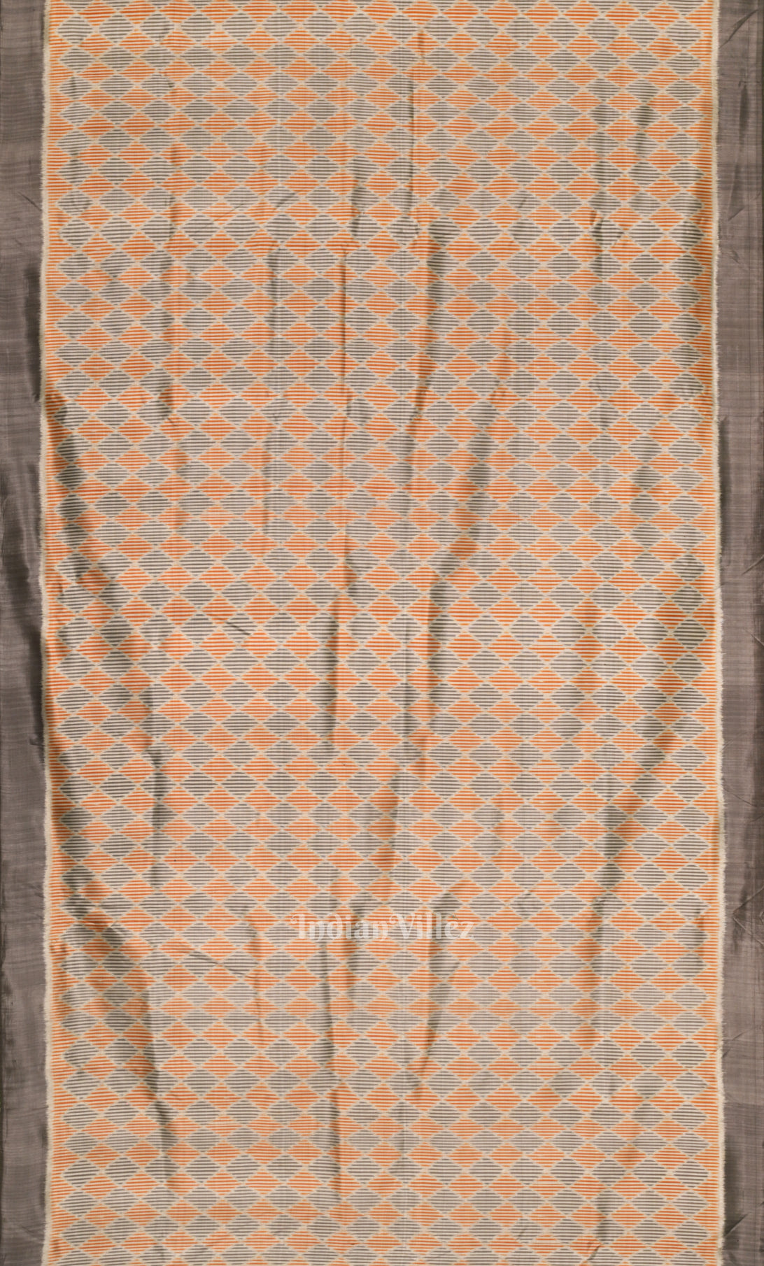 Grey Brown Odisha Ikat Contemporary Designer Silk Saree