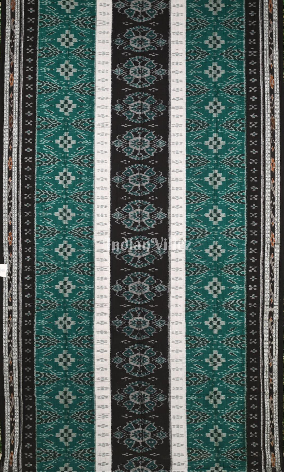 Green Black Pasapali Odisha Ikat Sambalpuri Cotton Saree