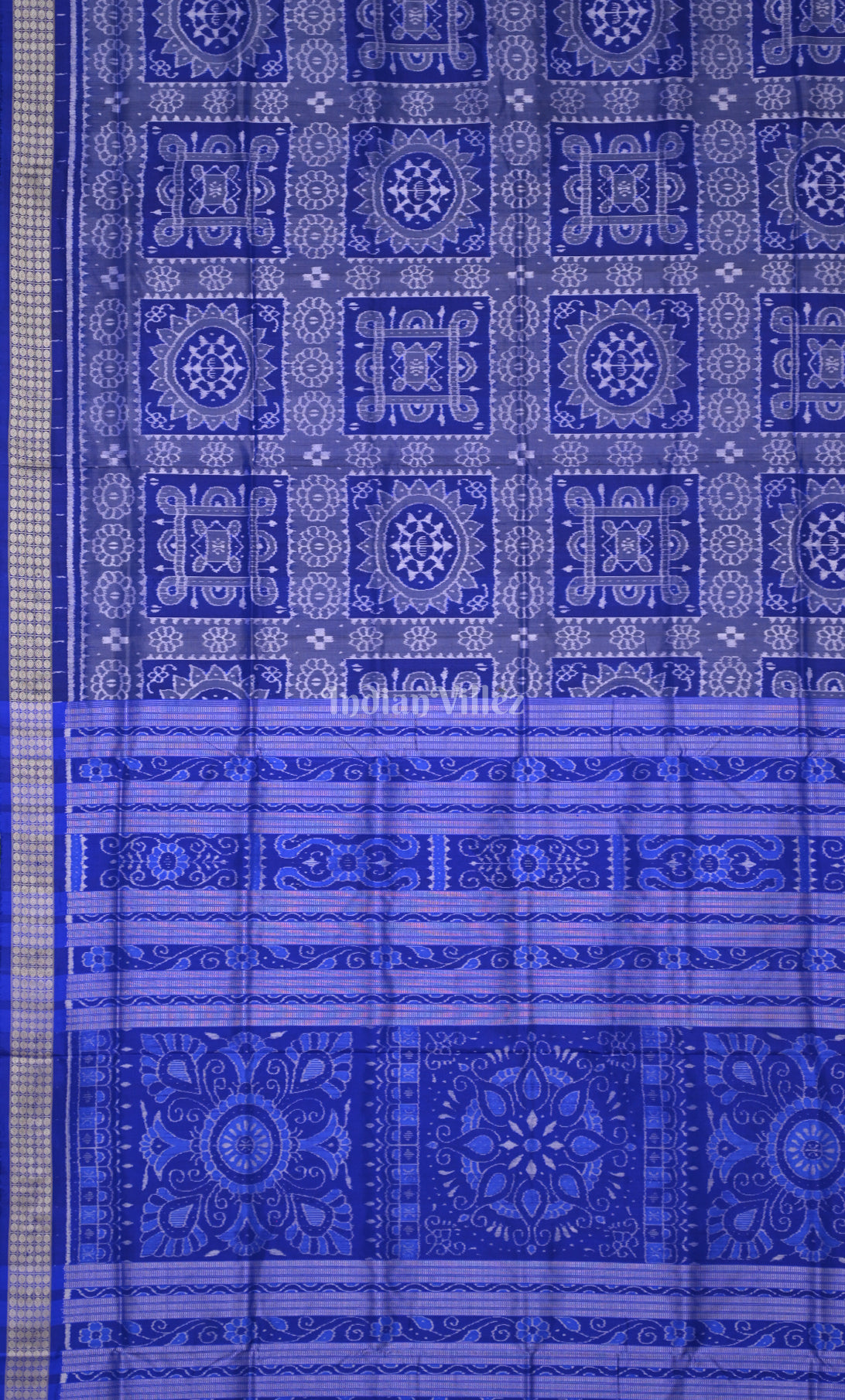 Royal Blue Jhoti Theme Odisha Ikat Sambalpuri Silk Saree 