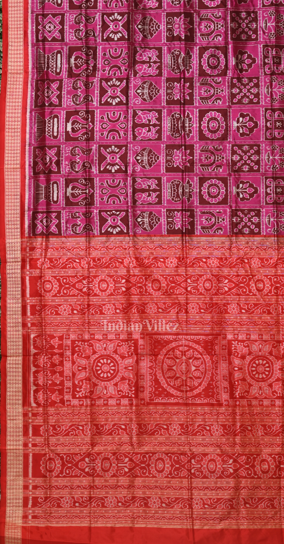 Exclusive Magenta Pink Red Nabakothi Odisha Ikat Sambalpuri Silk Saree