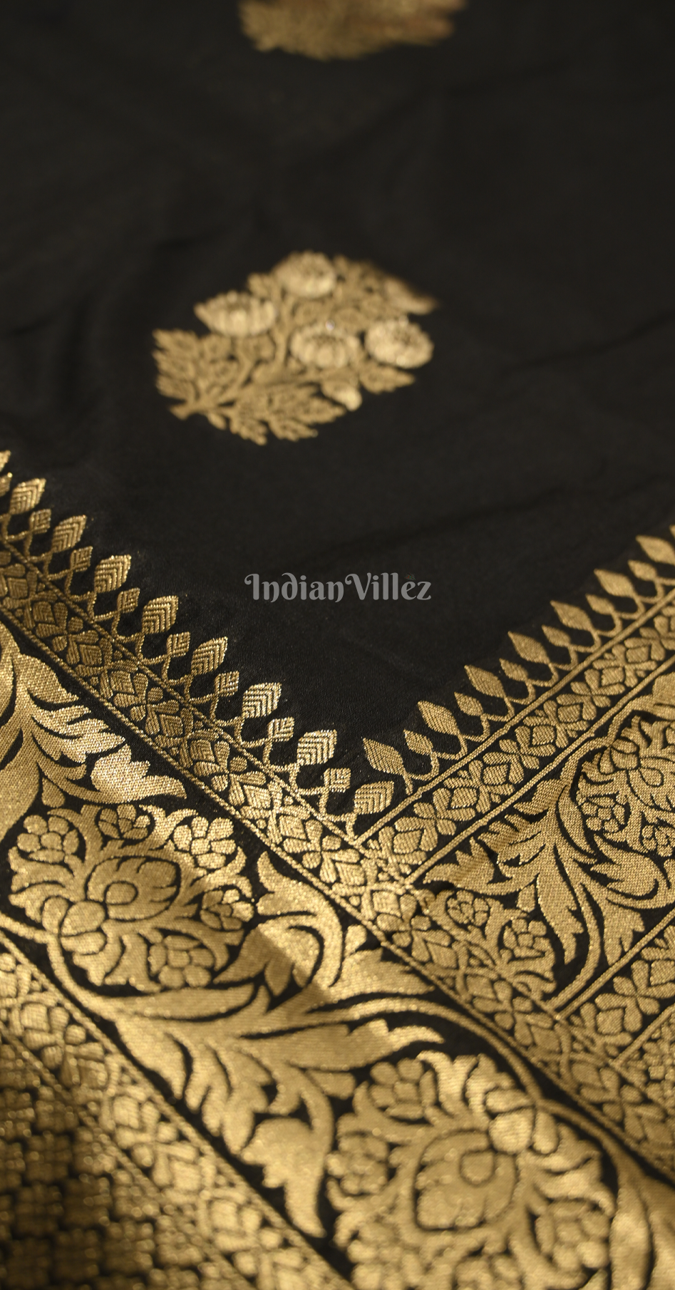 Black Pure Khaddi Gergette Banarasi with Nylon Weaving