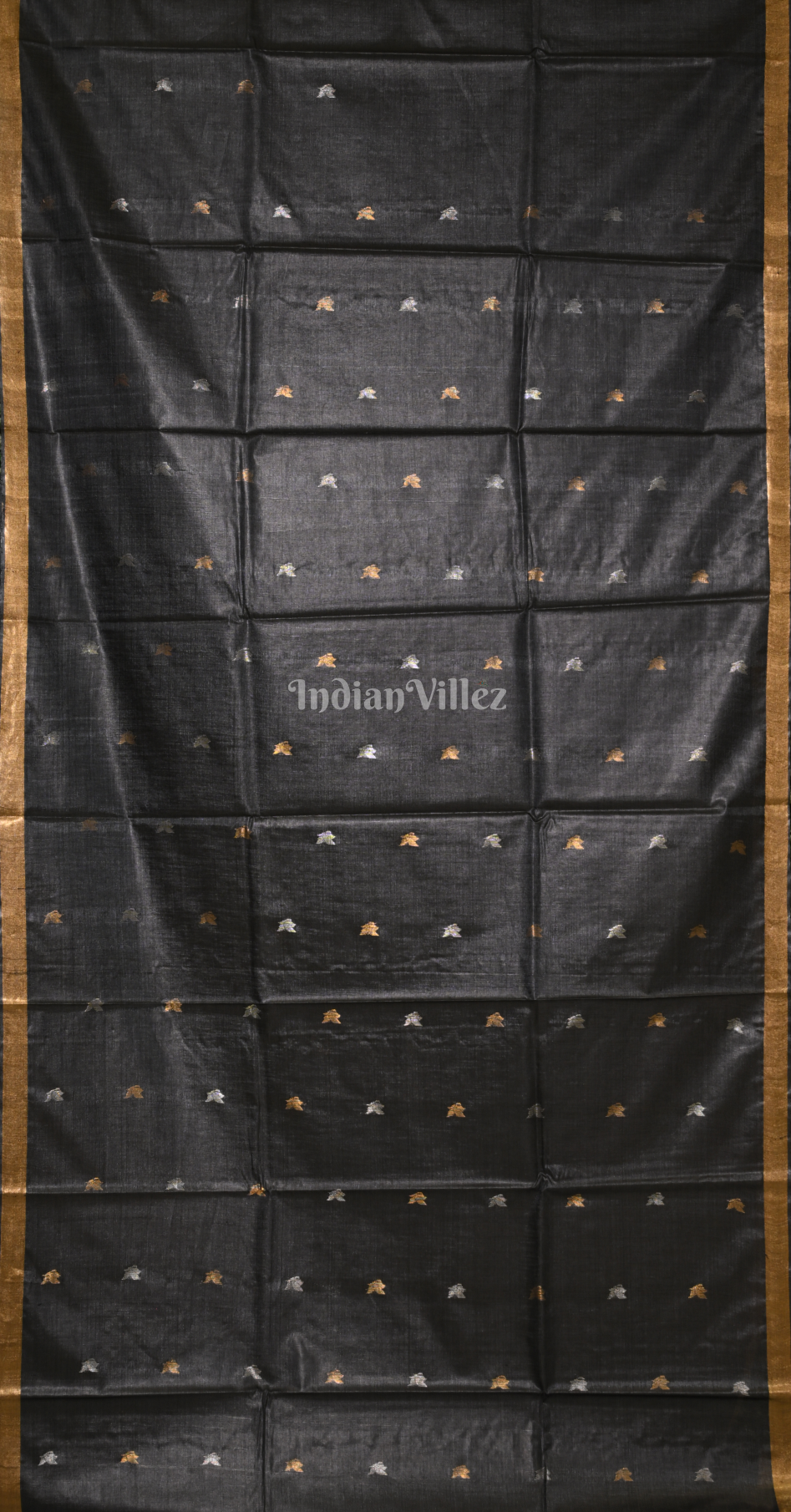 Black Golden South Tussar Silk Saree 