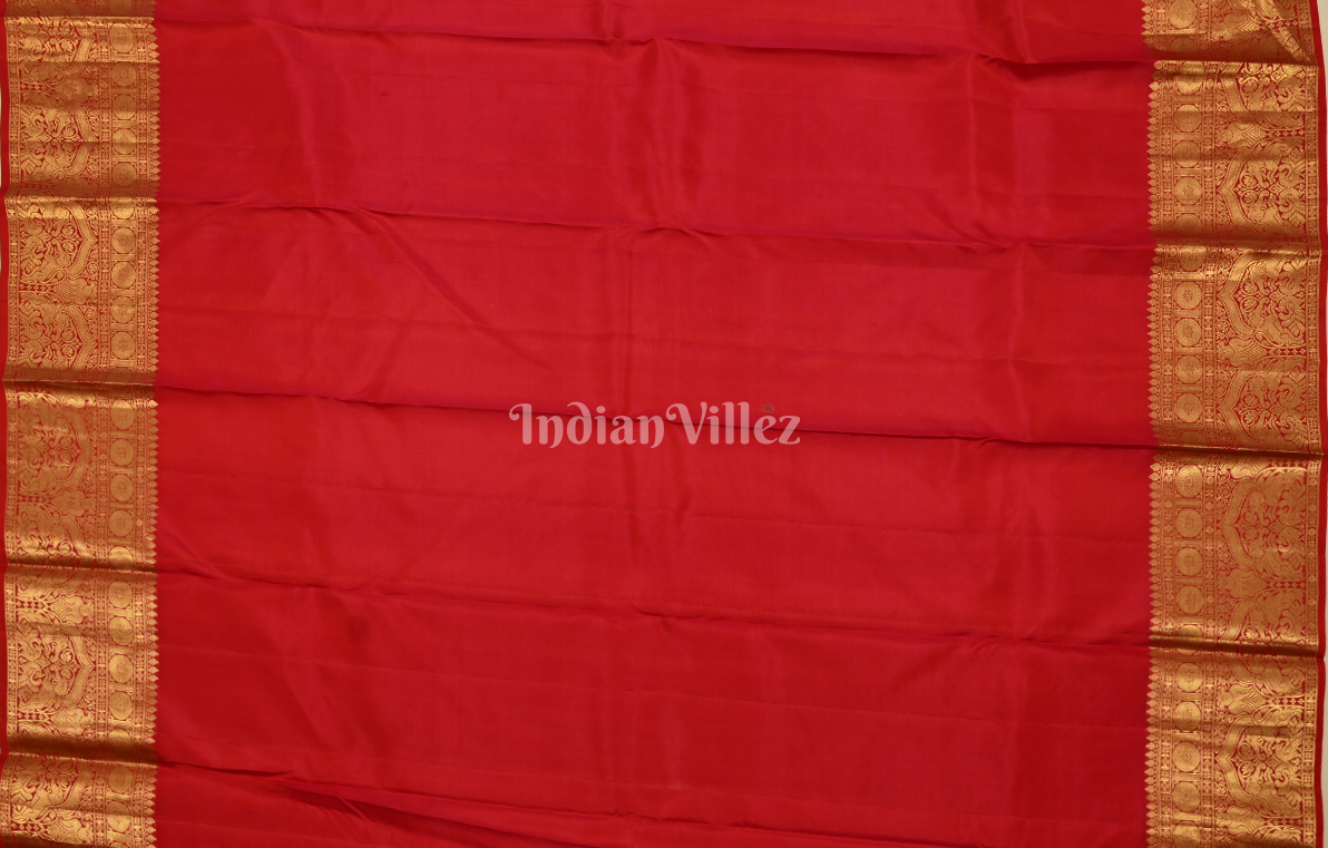 Exclusive Red Shikargah Brocade Pure Kanjivaram Silk Saree 
