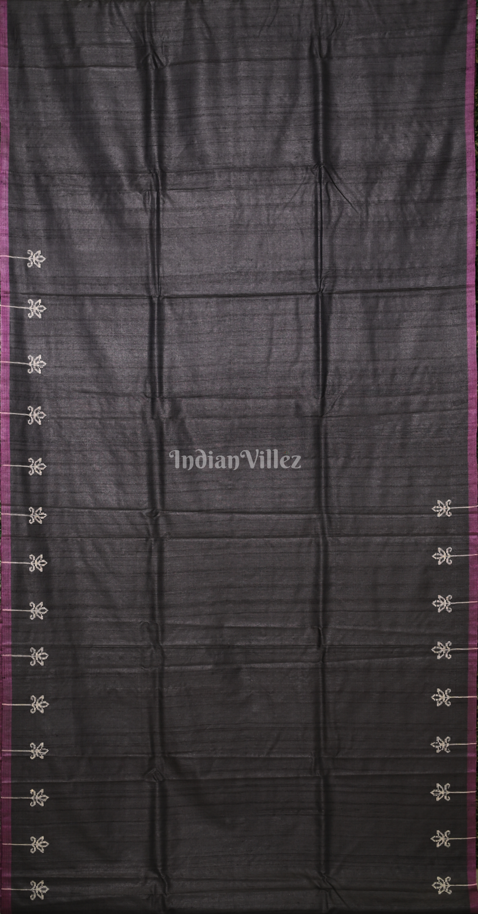  Black Pure Handspun Gopalpur Tussar Ganjam Bomkai Saree