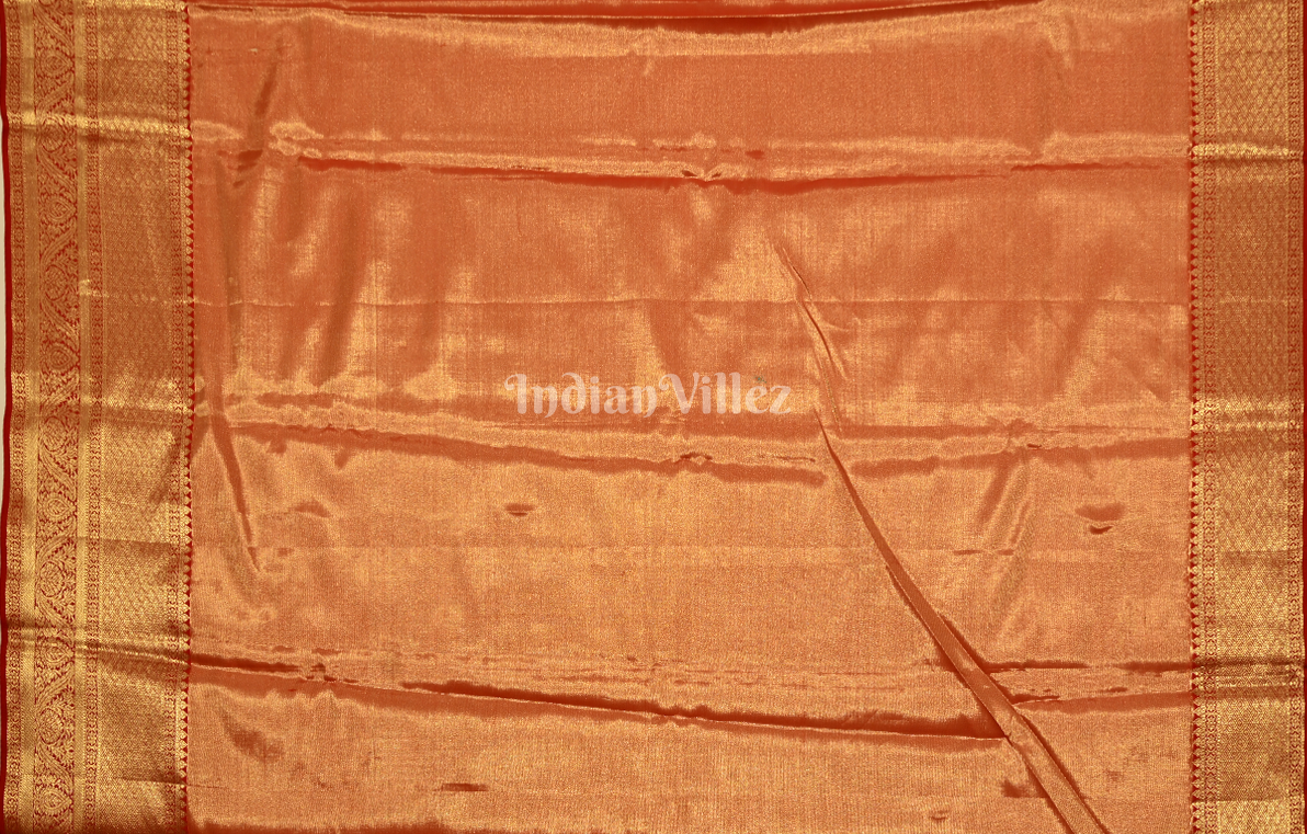 Exclusive Mehendi Green Red Pure Kanjivaram Tissue Silk Saree 