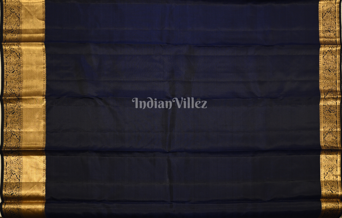 Exclusive Navy Blue Golden Paisely Brocade Pure Kanjivaram Silk Saree