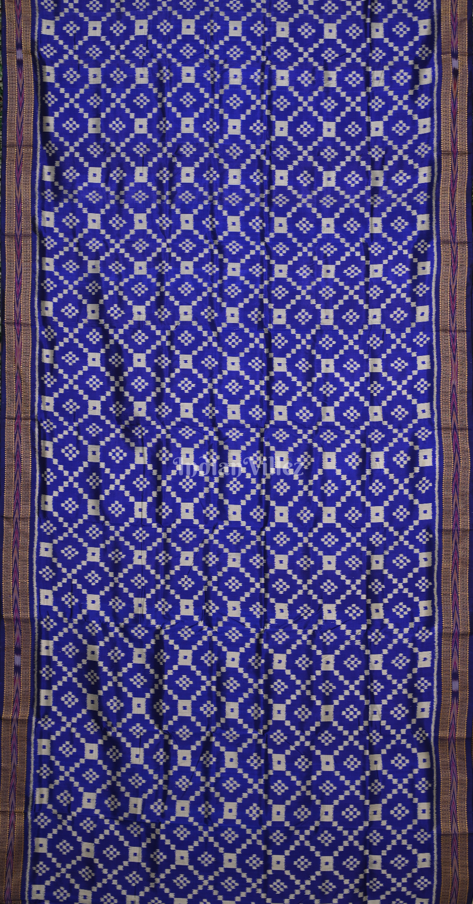 Blue White Pasapali Odisha Ikat Khandua Silk Saree 