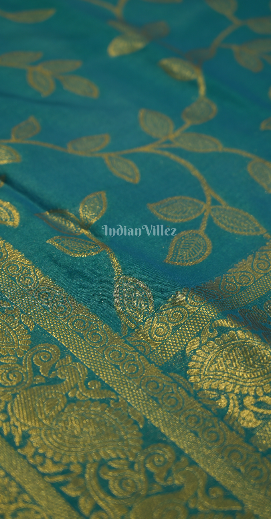  Sky Blue Two Tone Chinon Woven Banarasi Silk Saree