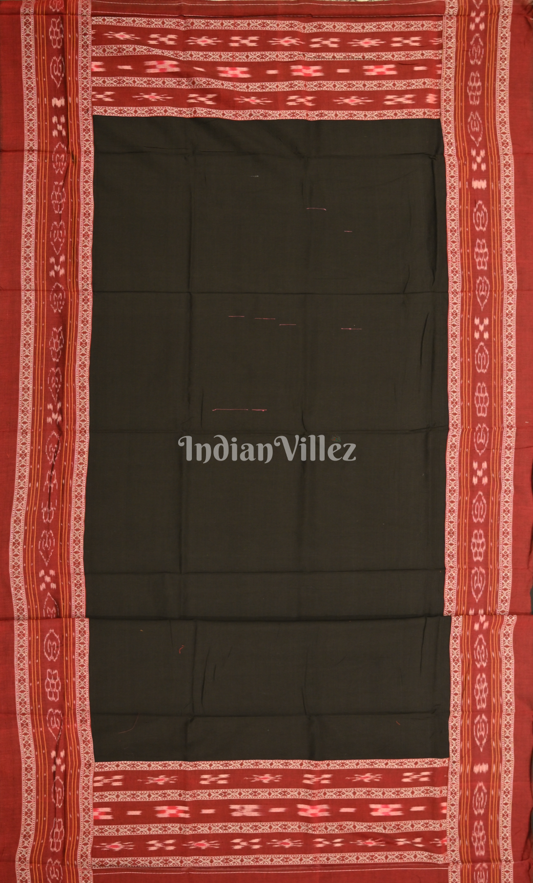 Red Black Flower Pasapali Odisha Ikat Sambalpuri Cotton Dress set with Dupatta 