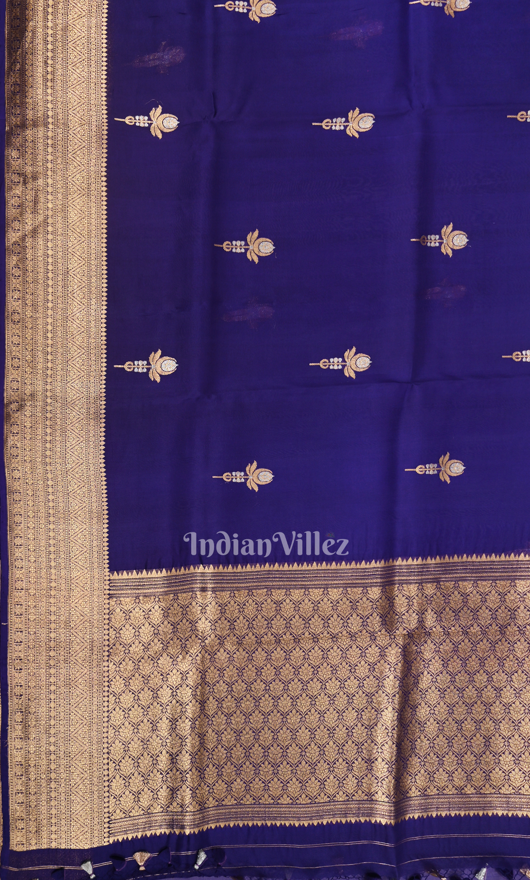 Blue Golden Katan Banarasi Silk Saree