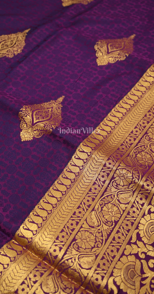 Purple Pure Satin Weaving Silk Saree With Blouse Piece