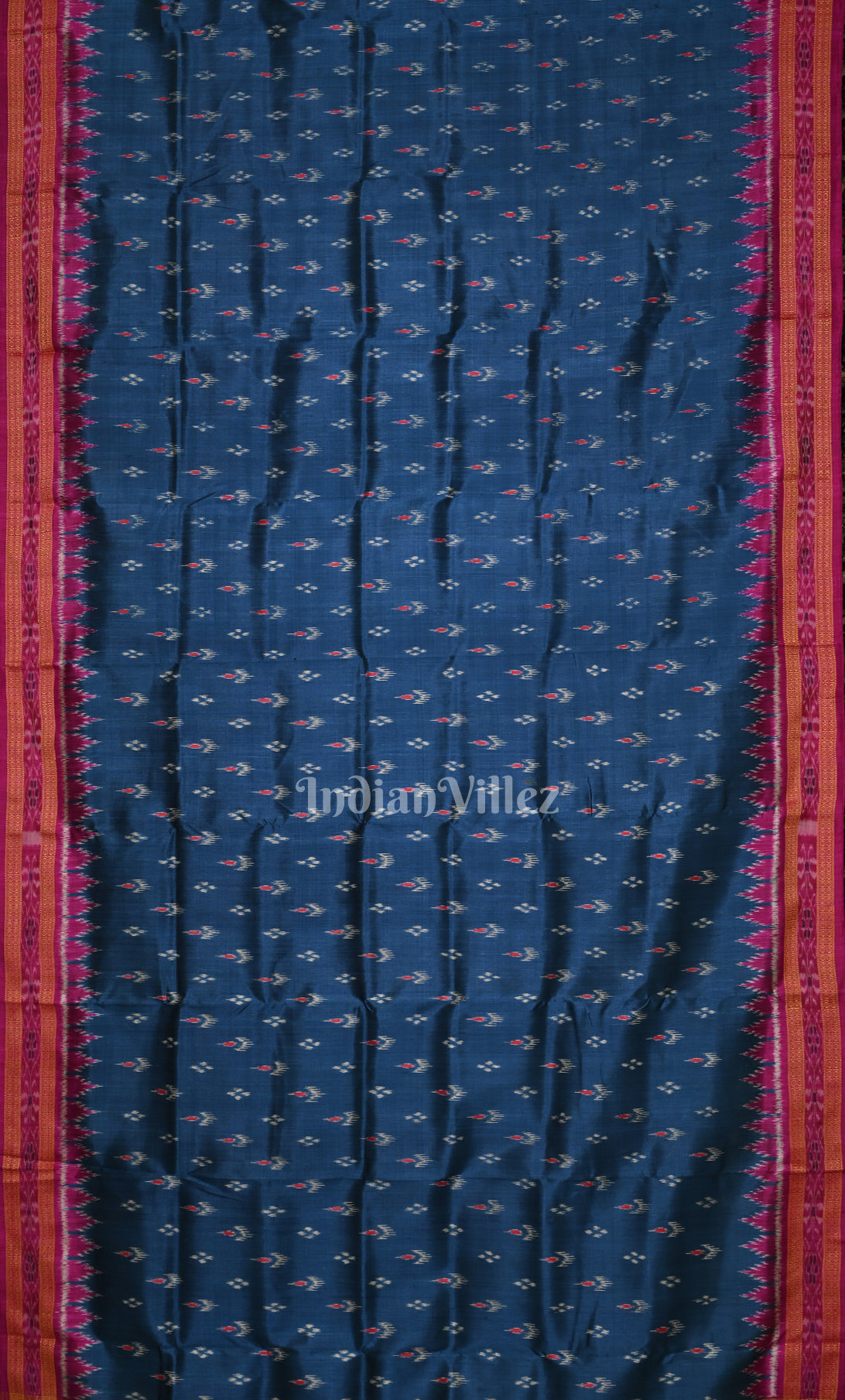 Indigo Blue Maroon Mayur Chandrika Odisha Ikat Khandua Silk Saree 