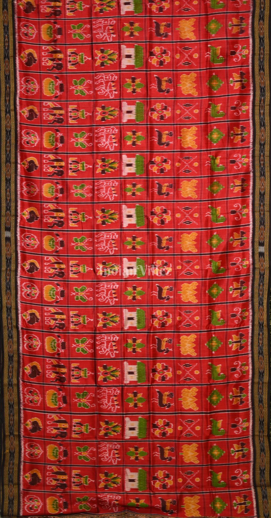 Red Coffee Nabakothi Odisha Ikat Khandua Silk Saree 