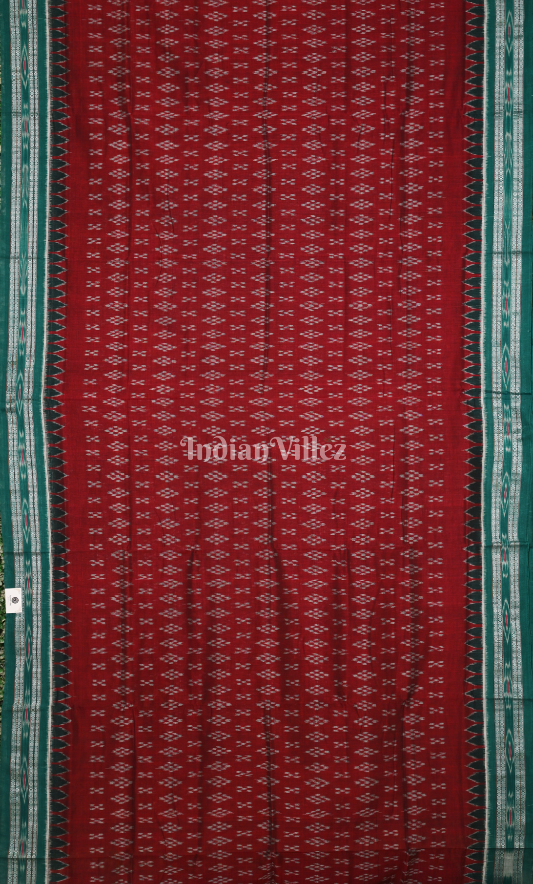 Red Green Pasapali Odisha Ikat Maniabandha Cotton Saree 
