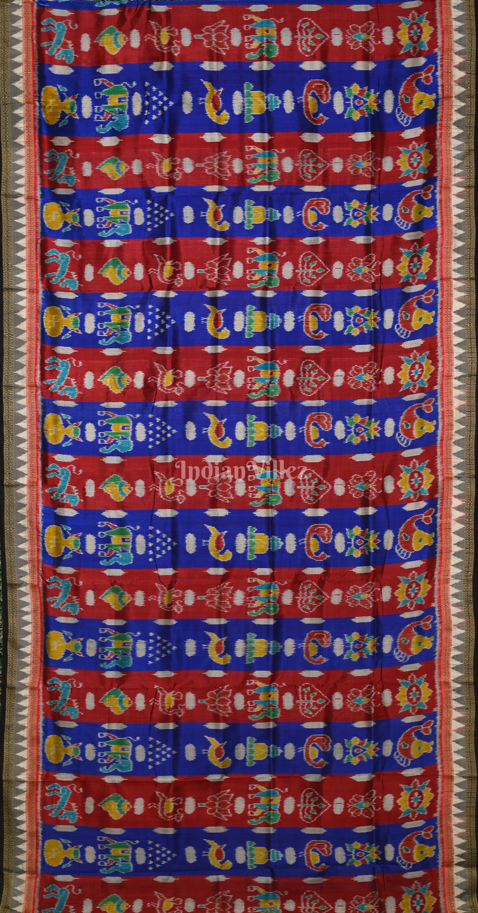 Blue Red Nabarangi Nabakothi Odisha Ikat Khandua Silk Saree