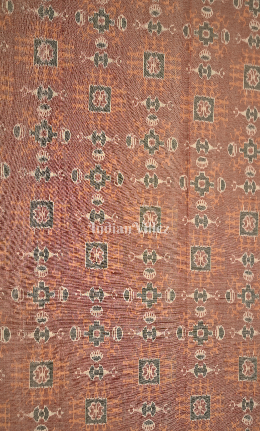 Peach Black Odisha Ikat Sambalpuri Dress Set & Dupatta