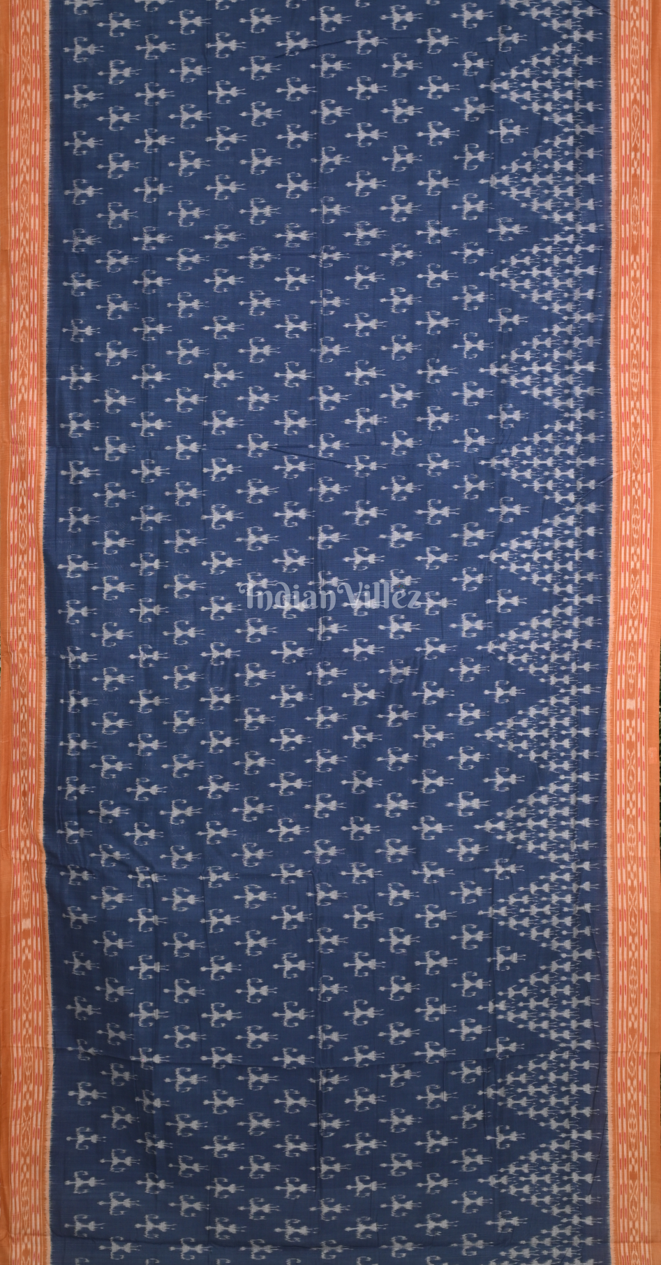 Blue Maroon Tribal Design Odisha Ikat Sambalpuri Pure Cotton Saree 