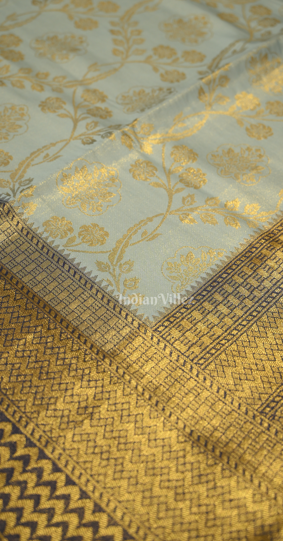 Hazy Blue Pure Tissue Kanjivaram Silk Saree - Exclusive Bridal Collection