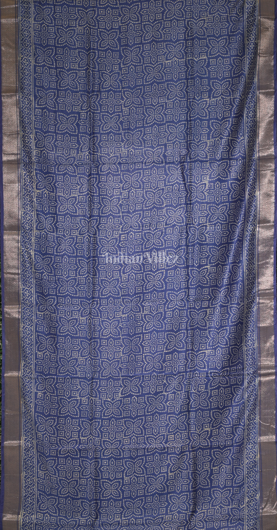 Royal Blue Block Printed Cotton Saree 